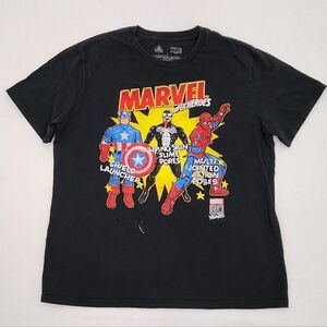 Disney Marvel Superheros Black Tee Captain America Venom Spiderman.